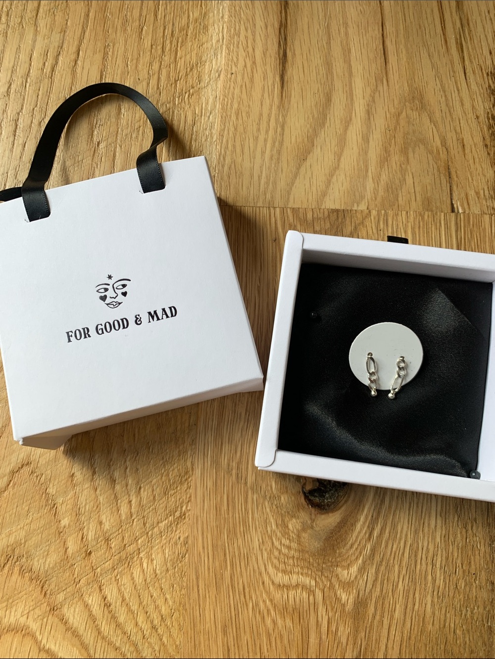 For Good & Mad sterling silver earrings